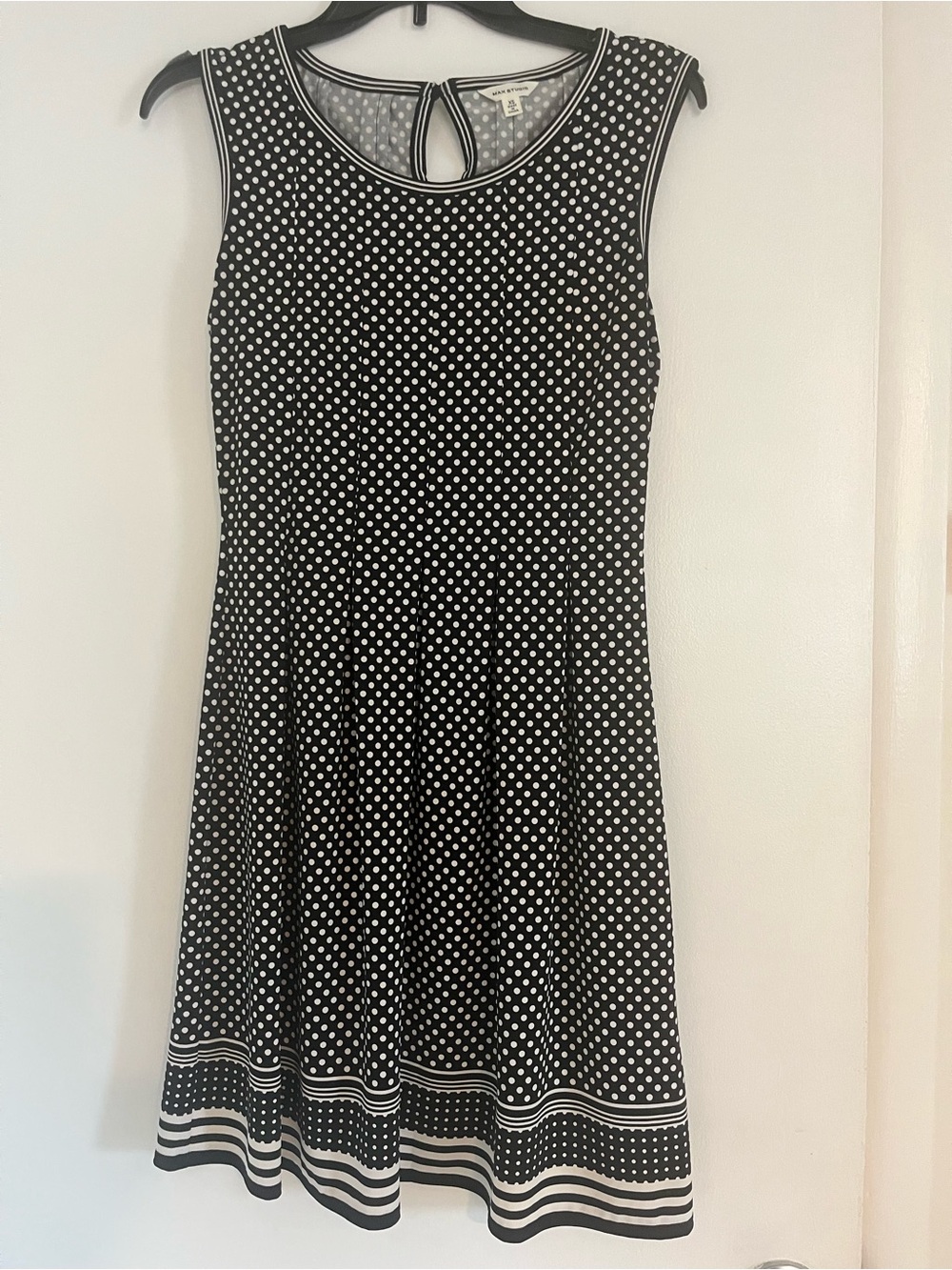 Max Studio Sleeveless Black & White Polka Dot A-Line Dress Size XS